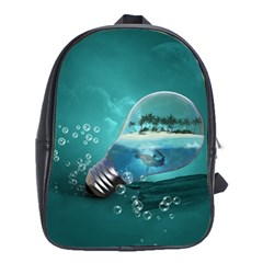 Awesome Light Bulb With Tropical Island School Bag (xl) by FantasyWorld7