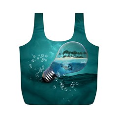 Awesome Light Bulb With Tropical Island Full Print Recycle Bag (m) by FantasyWorld7