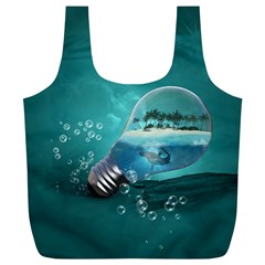 Awesome Light Bulb With Tropical Island Full Print Recycle Bag (xl) by FantasyWorld7