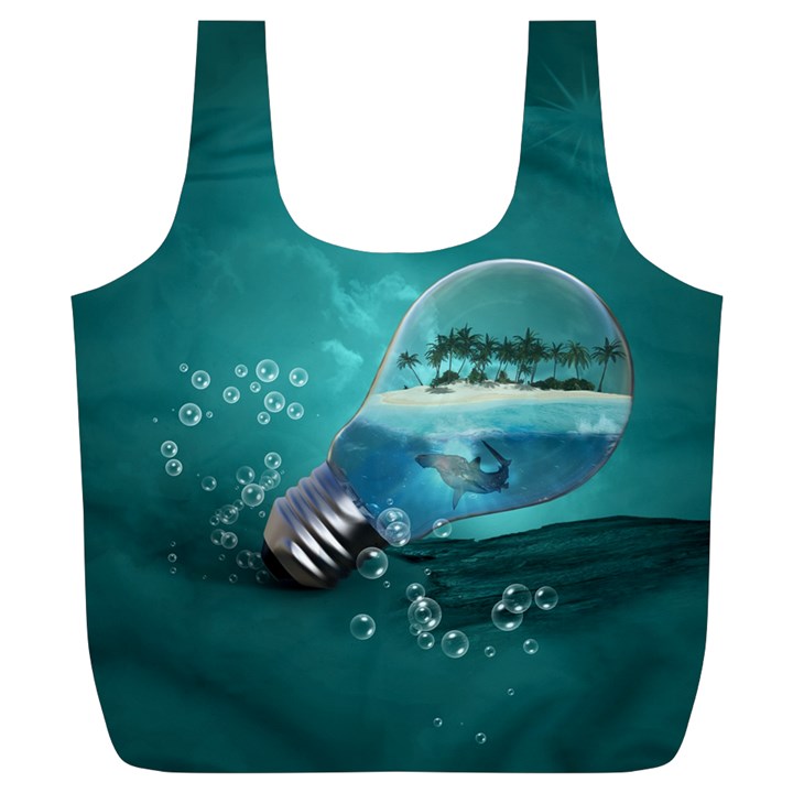 Awesome Light Bulb With Tropical Island Full Print Recycle Bag (XL)