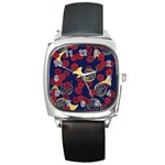 Roses French Horn  Square Metal Watch Front