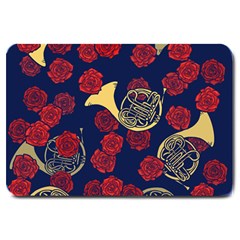 Roses French Horn  Large Doormat  by BubbSnugg