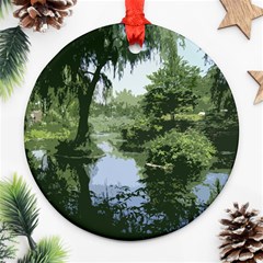 Away From The City Cutout Painted Ornament (round)