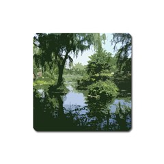 Away From The City Cutout Painted Square Magnet by SeeChicago