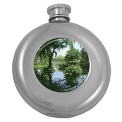 Away From The City Cutout Painted Round Hip Flask (5 Oz) by SeeChicago