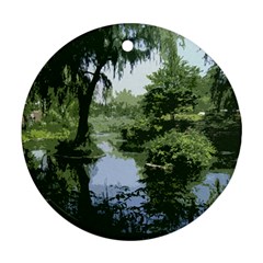 Away From The City Cutout Painted Round Ornament (two Sides) by SeeChicago