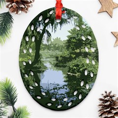 Away From The City Cutout Painted Ornament (oval Filigree) by SeeChicago