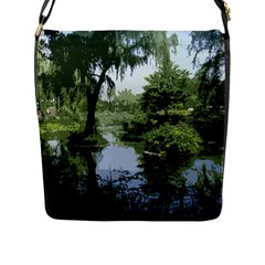 Away From The City Cutout Painted Flap Closure Messenger Bag (l) by SeeChicago