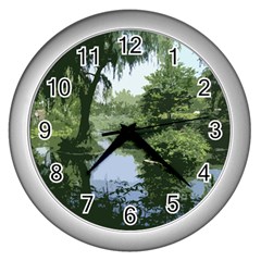 Away From The City Cutout Painted Wall Clock (silver) by SeeChicago