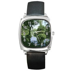 Away From The City Cutout Painted Square Metal Watch