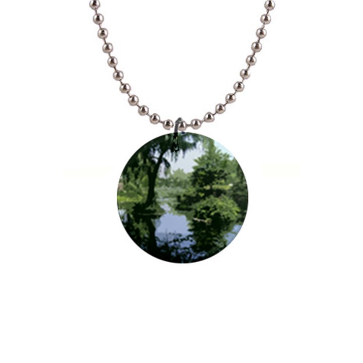 Away From the City Cutout Painted 1  Button Necklace