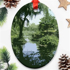 Away From The City Cutout Painted Oval Ornament (two Sides) by SeeChicago