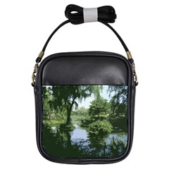 Away From The City Cutout Painted Girls Sling Bag by SeeChicago