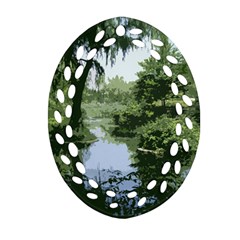 Away From The City Cutout Painted Ornament (oval Filigree) by SeeChicago