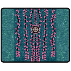 Japanese Sakura Blossoms On The Mountain Fleece Blanket (medium)  by pepitasart