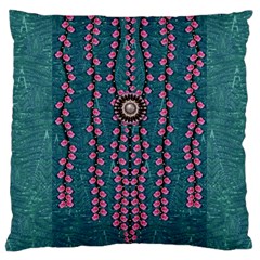 Japanese Sakura Blossoms On The Mountain Large Cushion Case (one Side) by pepitasart