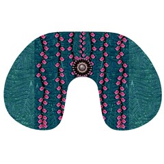 Japanese Sakura Blossoms On The Mountain Travel Neck Pillow by pepitasart