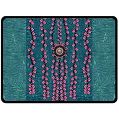 Japanese Sakura Blossoms On The Mountain Double Sided Fleece Blanket (large)  by pepitasart