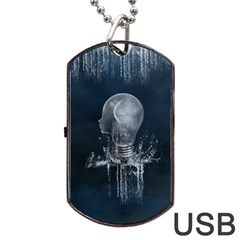 Awesome Light Bulb Dog Tag Usb Flash (one Side) by FantasyWorld7