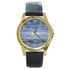 Typical Ocean Day Round Gold Metal Watch by TheLazyPineapple