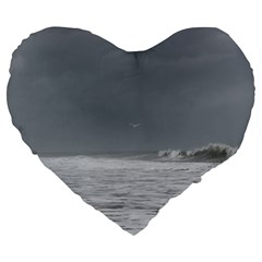 Stormy Seas Large 19  Premium Heart Shape Cushions by TheLazyPineapple