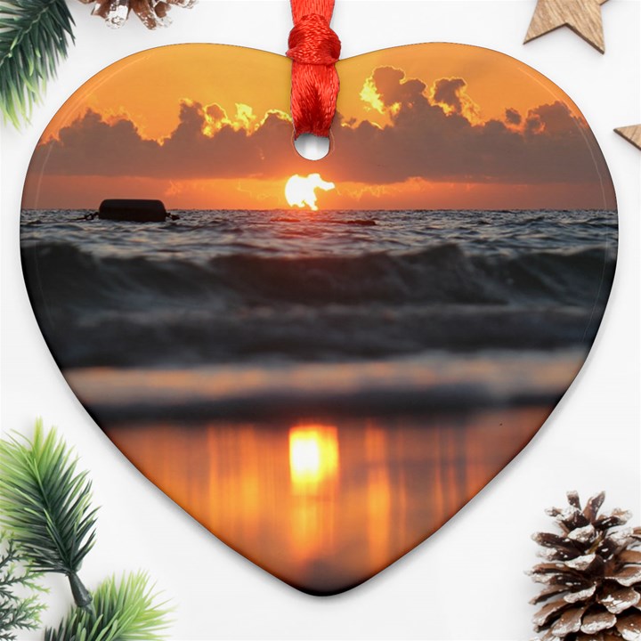 Ocean Sunrise Ornament (Heart)