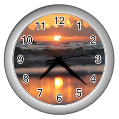 Ocean Sunrise Wall Clock (silver) by TheLazyPineapple