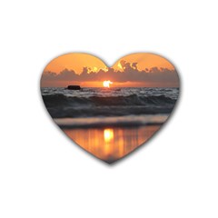 Ocean Sunrise Rubber Coaster (heart) 