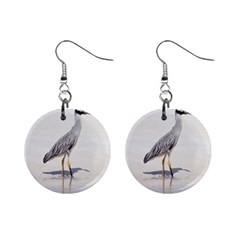 Beach Heron Bird Mini Button Earrings