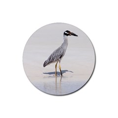 Beach Heron Bird Rubber Coaster (round) 