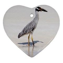 Beach Heron Bird Heart Ornament (two Sides)