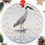 Beach Heron Bird Round Filigree Ornament (Two Sides) Front