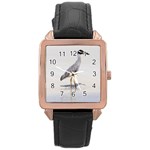 Beach Heron Bird Rose Gold Leather Watch  Front