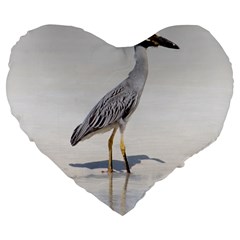 Beach Heron Bird Large 19  Premium Flano Heart Shape Cushions by TheLazyPineapple