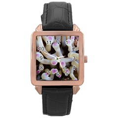 Sea Anemone Rose Gold Leather Watch  by TheLazyPineapple