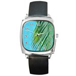 Tropical Palm Square Metal Watch Front