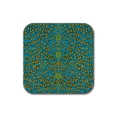 Sun In  The Soft Rainfall Nature Is Blooming Rubber Coaster (square)  by pepitasart