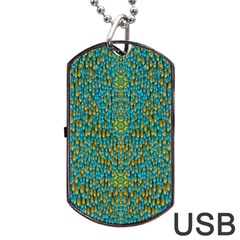 Sun In  The Soft Rainfall Nature Is Blooming Dog Tag Usb Flash (two Sides) by pepitasart