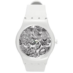 Pebbels In The Pond Round Plastic Sport Watch (m) by ScottFreeArt