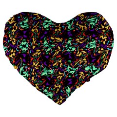 Abstract-r-9 Large 19  Premium Flano Heart Shape Cushions by ArtworkByPatrick