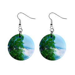 Airbrushed Sky Mini Button Earrings by Fractalsandkaleidoscopes