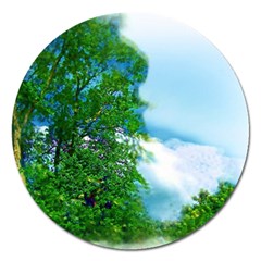 Airbrushed Sky Magnet 5  (round) by Fractalsandkaleidoscopes