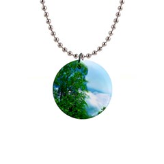 Airbrushed Sky 1  Button Necklace by Fractalsandkaleidoscopes