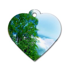 Airbrushed Sky Dog Tag Heart (one Side) by Fractalsandkaleidoscopes