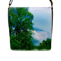 Airbrushed Sky Flap Closure Messenger Bag (l) by Fractalsandkaleidoscopes