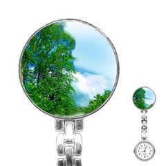 Airbrushed Sky Stainless Steel Nurses Watch by Fractalsandkaleidoscopes