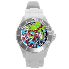 Pussy Butterfly 1 3 Round Plastic Sport Watch (l) by bestdesignintheworld