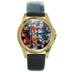 Slow Snow 1 1 Round Gold Metal Watch Front