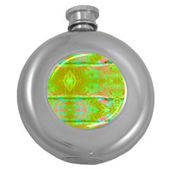 Tank Yellow  #scottfreeart N Green Purple Img 1589 Round Hip Flask (5 Oz) by ScottFreeArt