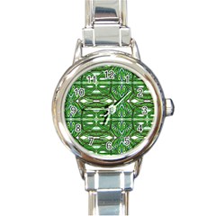 My Paint My Pallet Brocade Green Scarabs Round Italian Charm Watch by ScottFreeArt